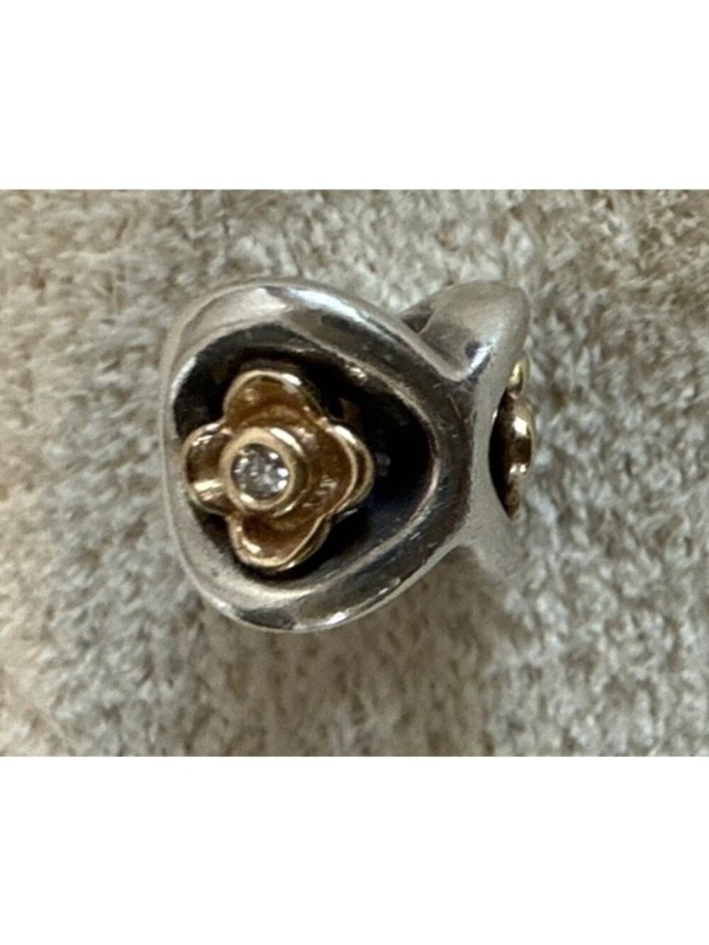 RARE Retired Pandora 14k Gold & Sterling Silver  Peridot Diamond Charm #790318D - Picture 9 of 10